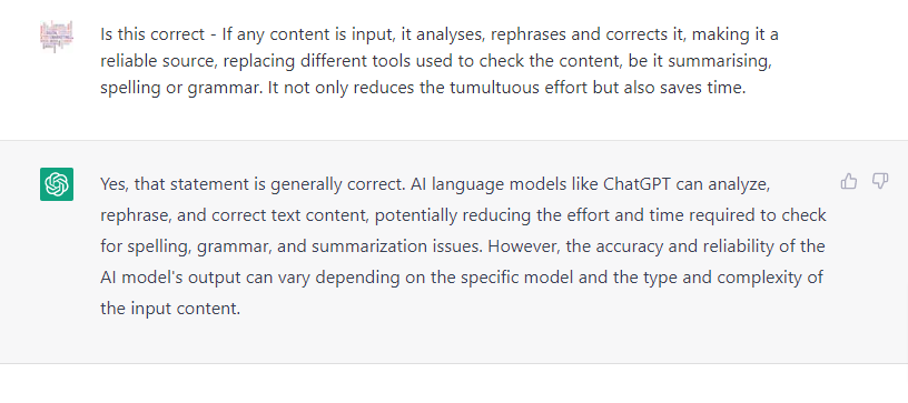 chatGPT content analysis and correction